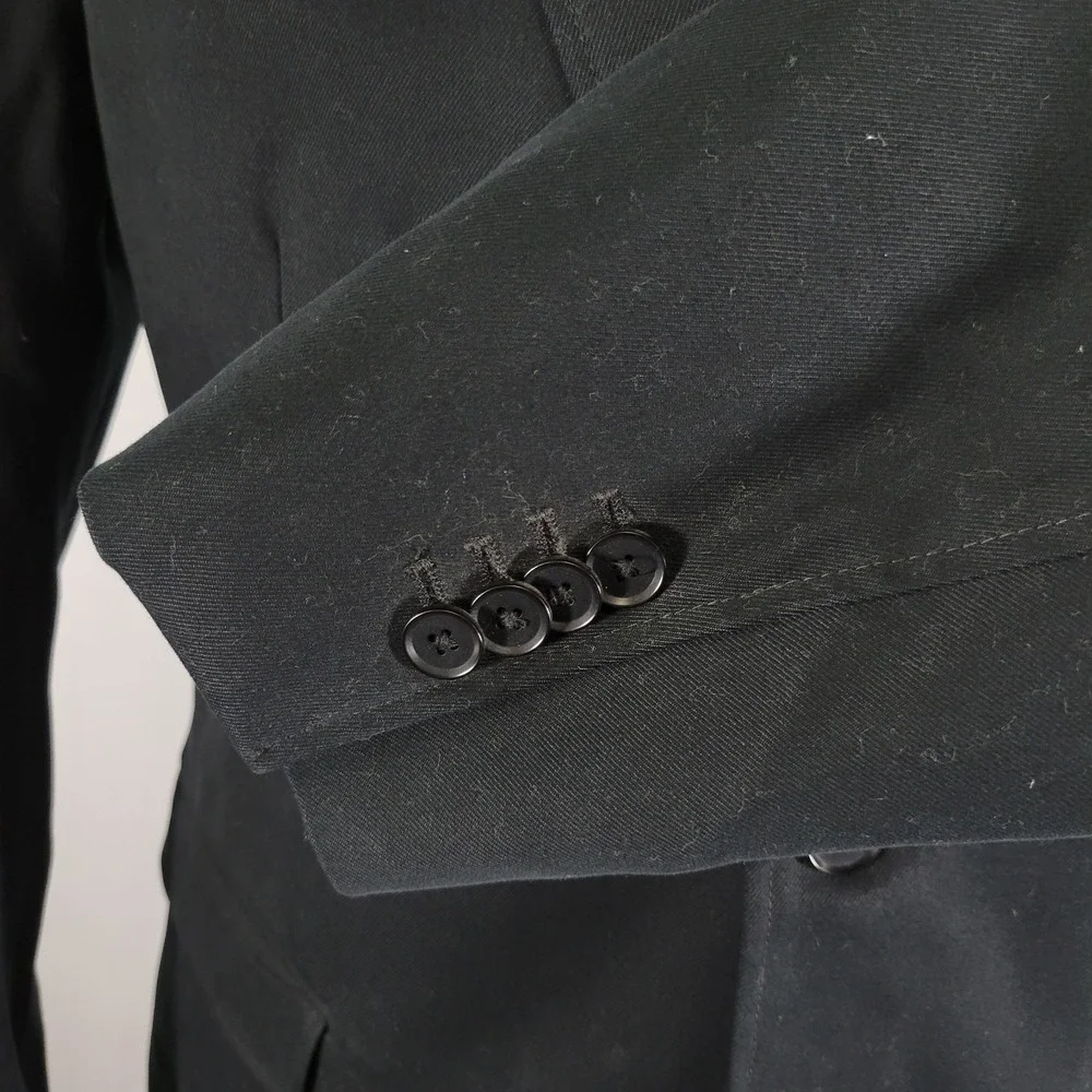 Banana Republic Men's Sport Coat Blazer Two Button Black800 Cotton Blend‎ 44R